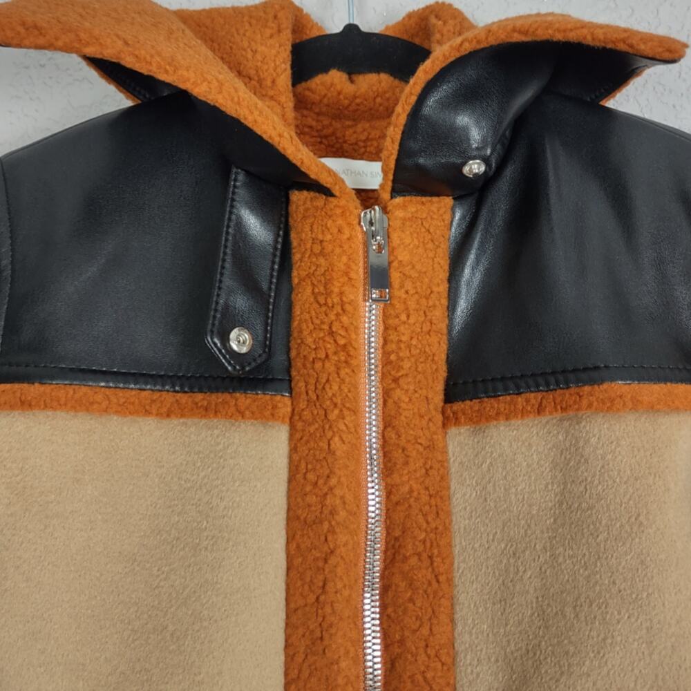 Jonathan Simkhai Adelyn Virgin Wool Sherpa Bomber Aviator Color Block Jacket XS - Picture 9 of 16